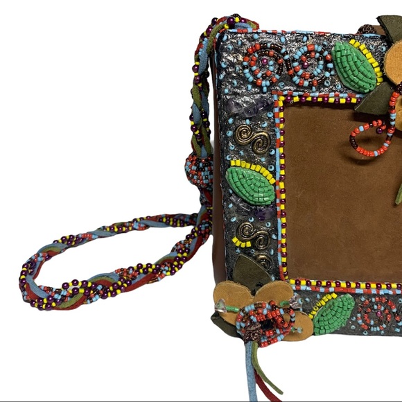 Mary Frances embellished beaded handbag with brown suede beaded strap - Picture 3 of 10